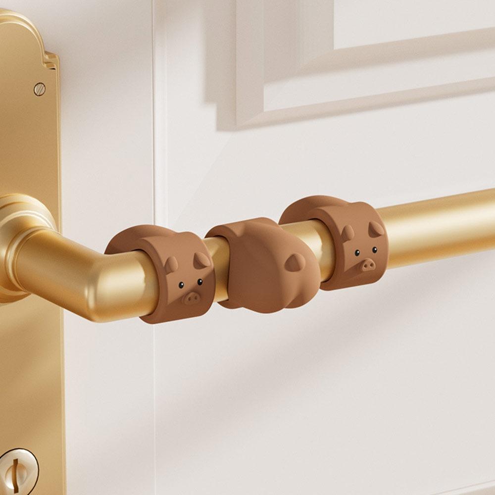 3Pcs Cute Silicone Door Stopper Anti-Shock Punch-free Doorknob Bumper Pad Cartoon Silent Wall Protector for Bedroom