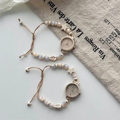 Armbanduhr mit Perlen Verstellbare Quarzuhr Neue Armbanduhren Damen Mädchen