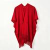 Knitted Hollow Shawl High-End Travel Cape Casual Simple Solid Color Slit Towel Play Personalized Wear