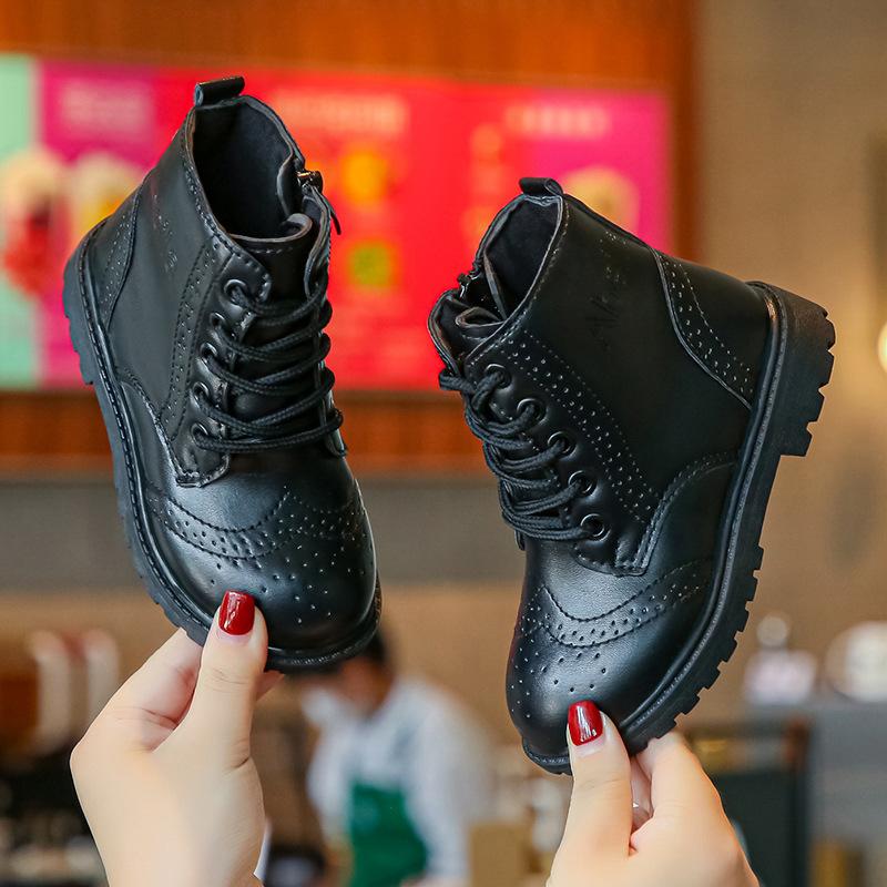 Boys shoes boots autumn and winter new children's leather shoes soft-soled girls Martin boots non-slip middle and older children's short boots