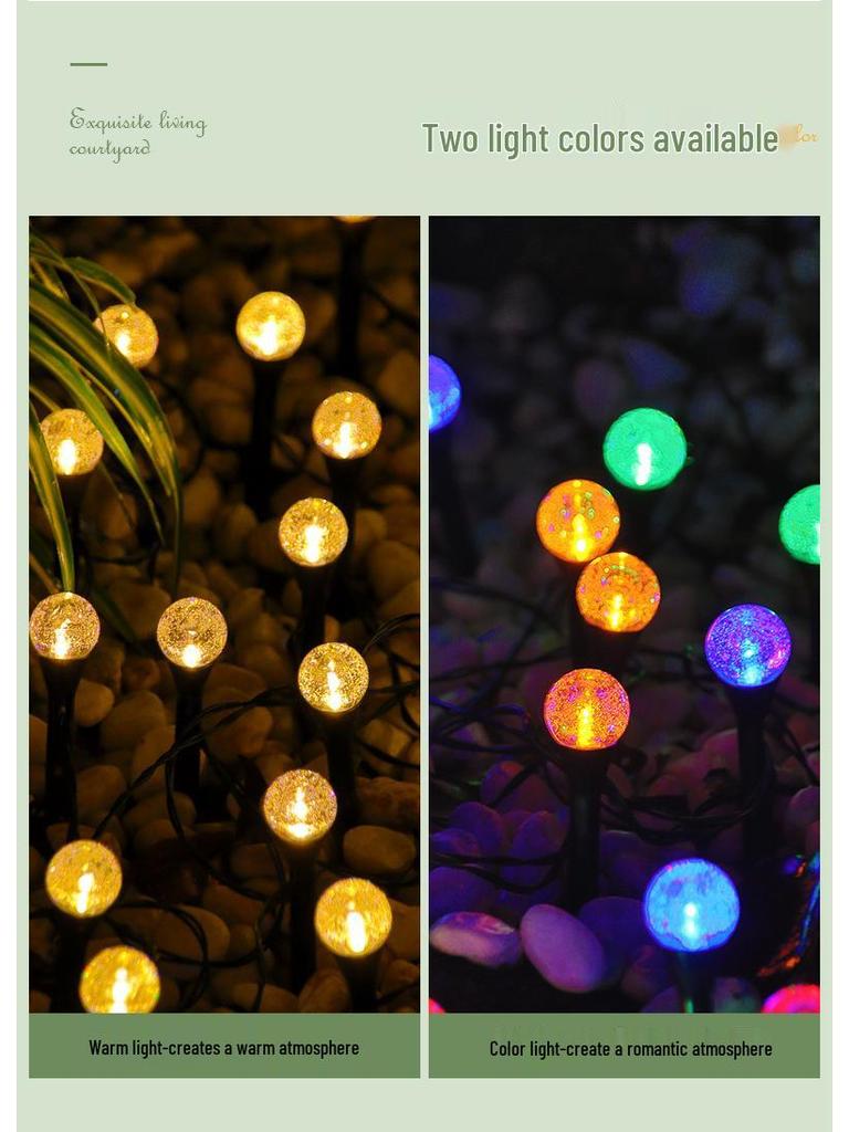 Solar Bubble Ball String Lights - Outdoor Fairy Lights for Courtyard, Path, and Lawn Decor