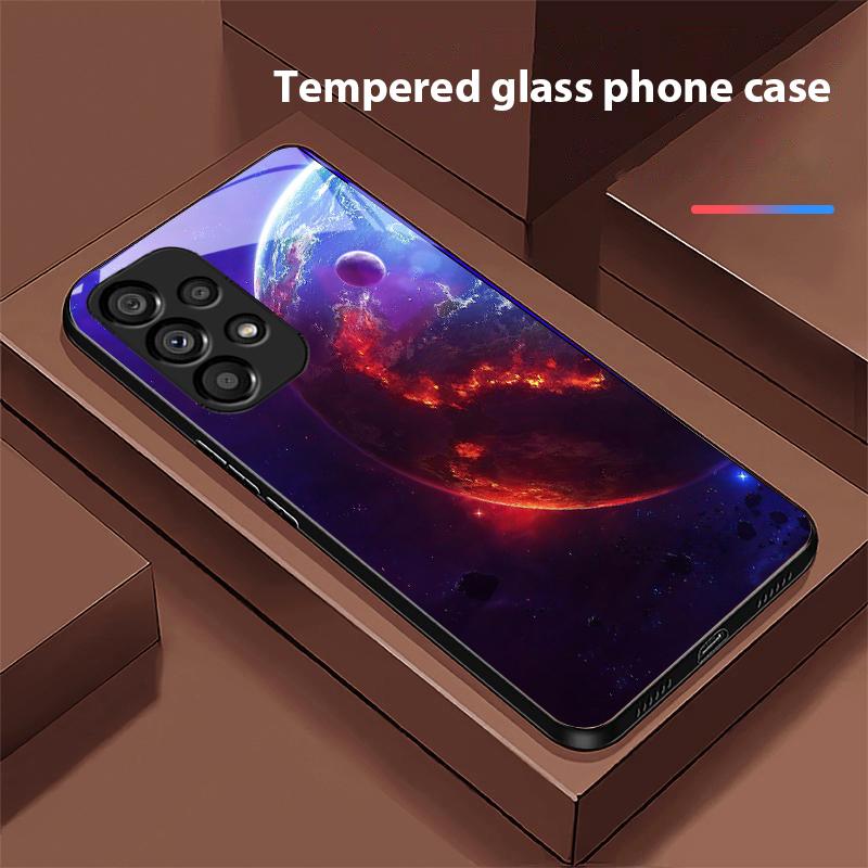 Space Planet For Samsung Galaxy S10 20 Plus 21 FE 22 23 24 FE 25 Ultra Black Tempered Glass Phone Case Hard Shell