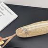 Women Bohemian Style Beach Summer Woven Clutch Wristlet Bag Solid Color Purse