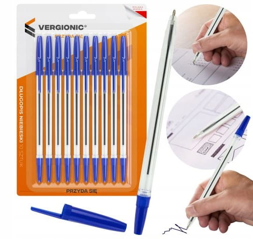 Set of 10 blue pens for universal office use