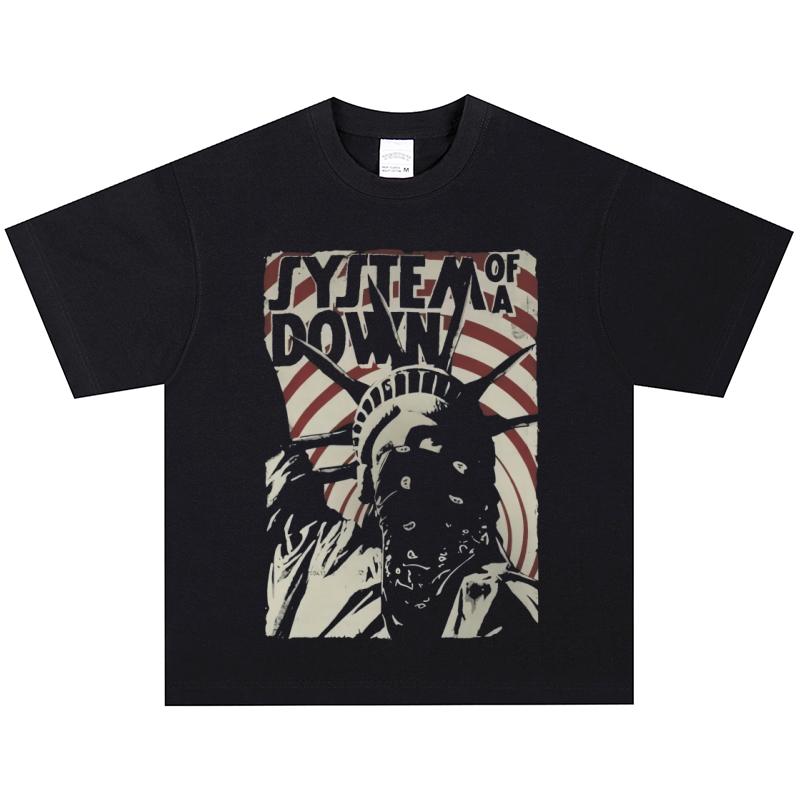 

System of A Down Bands Rock Americanstyle Cotton Retro Tshirt for Street Fashion Short Sleeve Vintage 4XL
