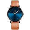 Men's Minimalist Analog Watch with Date Leather Strap Orange Blue Black Blue Orange-P