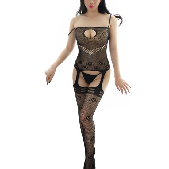 Sexy Women Fishnet Jumpsuit See-through Open Crotch Body Stocking Sleepwear