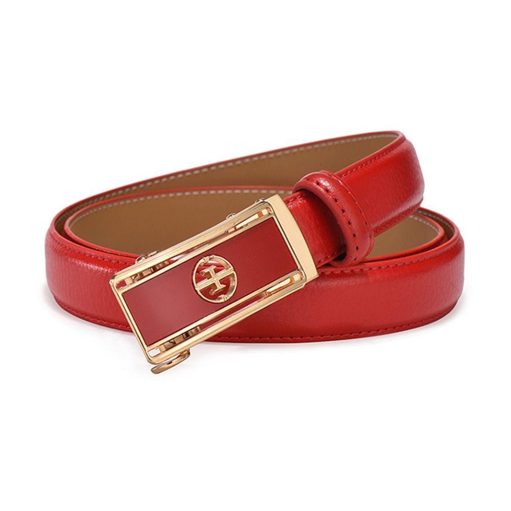 Designer Vintage Ladies Dress Belts Genuine Leather Belt Automatic Buckle Waistband Pants Bands