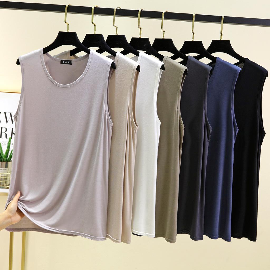 Modal loose vest men's summer new solid color casual and comfortable round neck seamless bottoming top