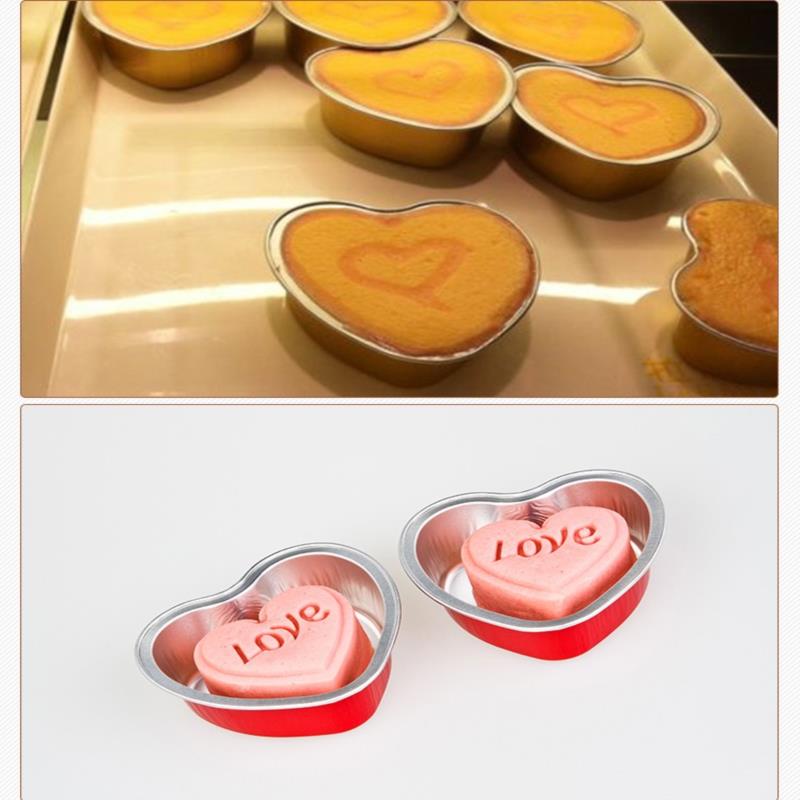 10Pcs Heart Cake Pan Valentine Red Heart Shaped Cake Pan Cake Cups With