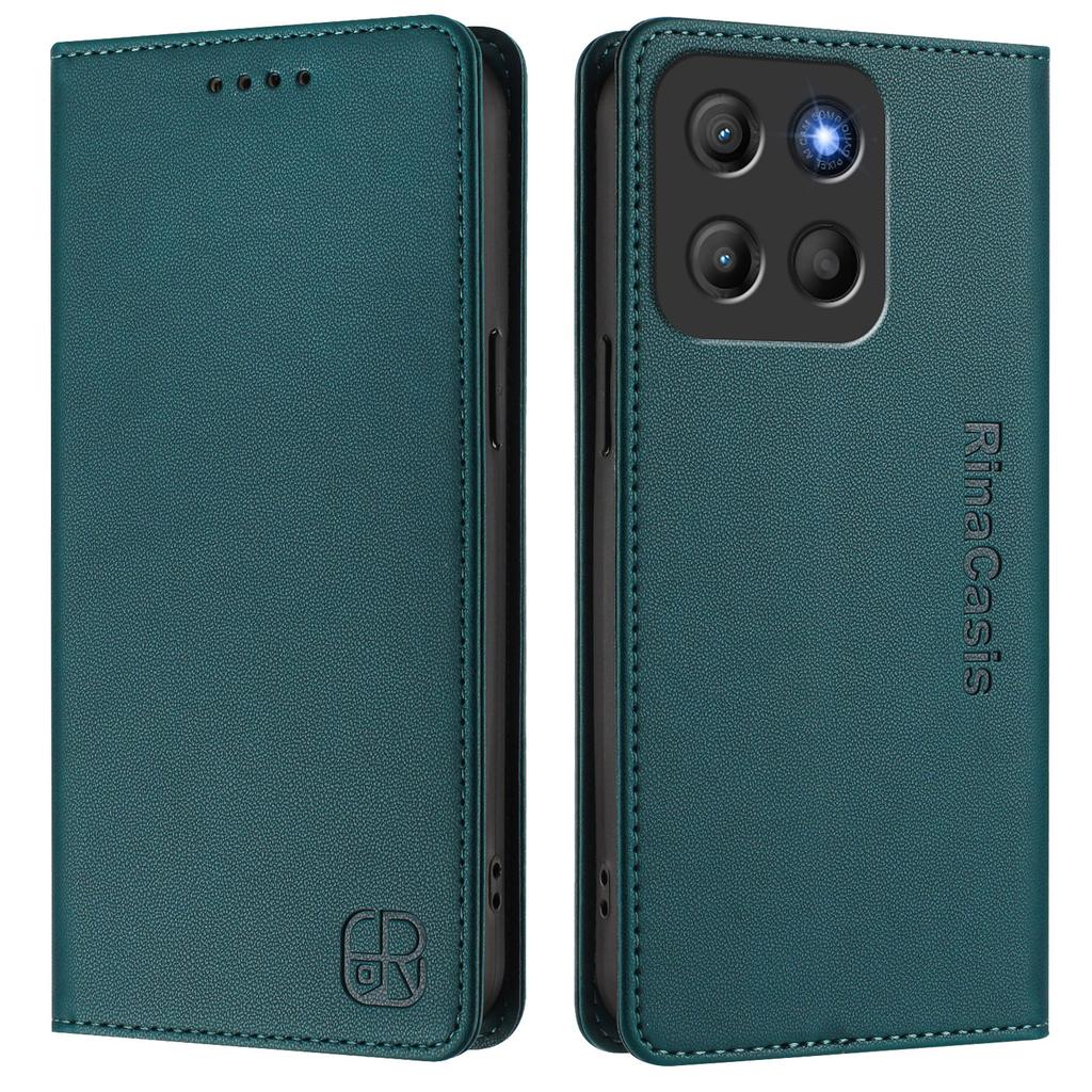 For Motorola Moto G15 4G Leather Case RINACASIS RC01 Phone Cover with RFID Blocking Wallet Stand