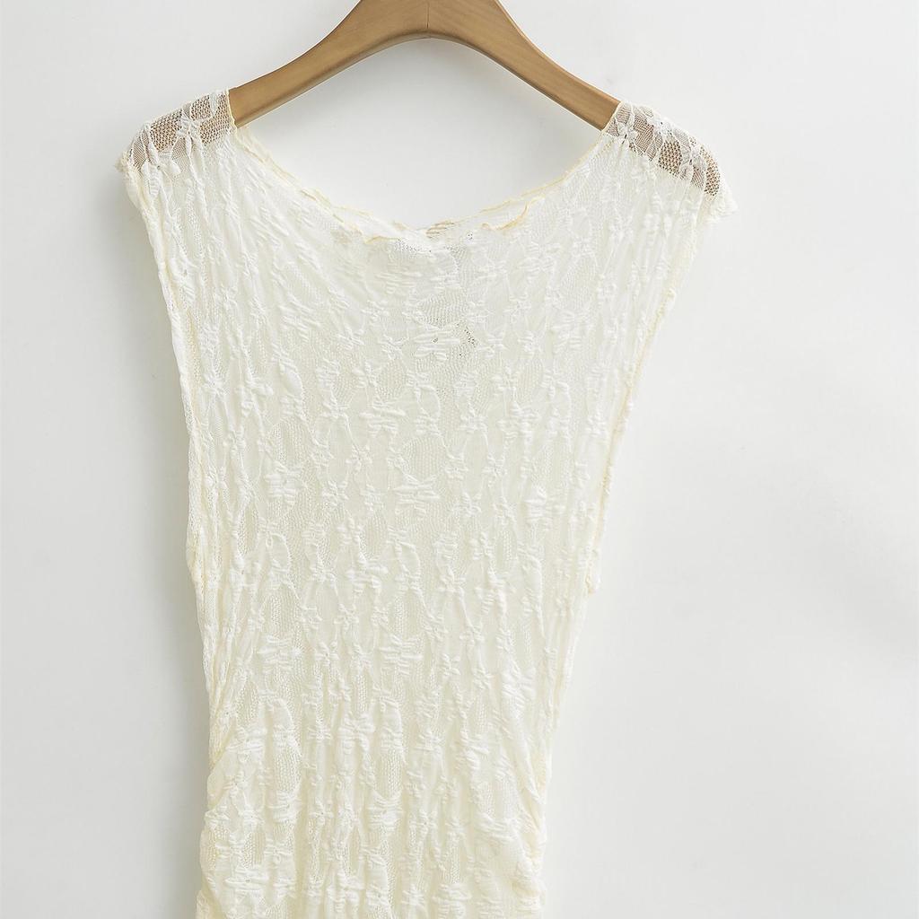 2025 Spring Women's Sweet Lace Waist-Cinching Asymmetrical Long Dress