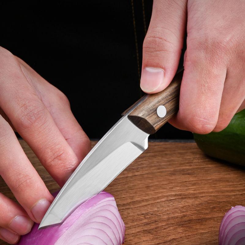 Nerezový nůž na ovoce s pouzdrem Kuchyňský nůž na zeleninu Dřevěná rukojeť Loupací nůž Venkovní přenosný kemping