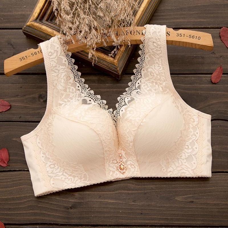 

Женский бюстгальтер больших размеров, тонкий жилет, широкий плечевой ремень, пять рядов пряжек, регулируемый кружевной бюстгальтер, легкий, дышащий, удобный 40/90 абрикосовый