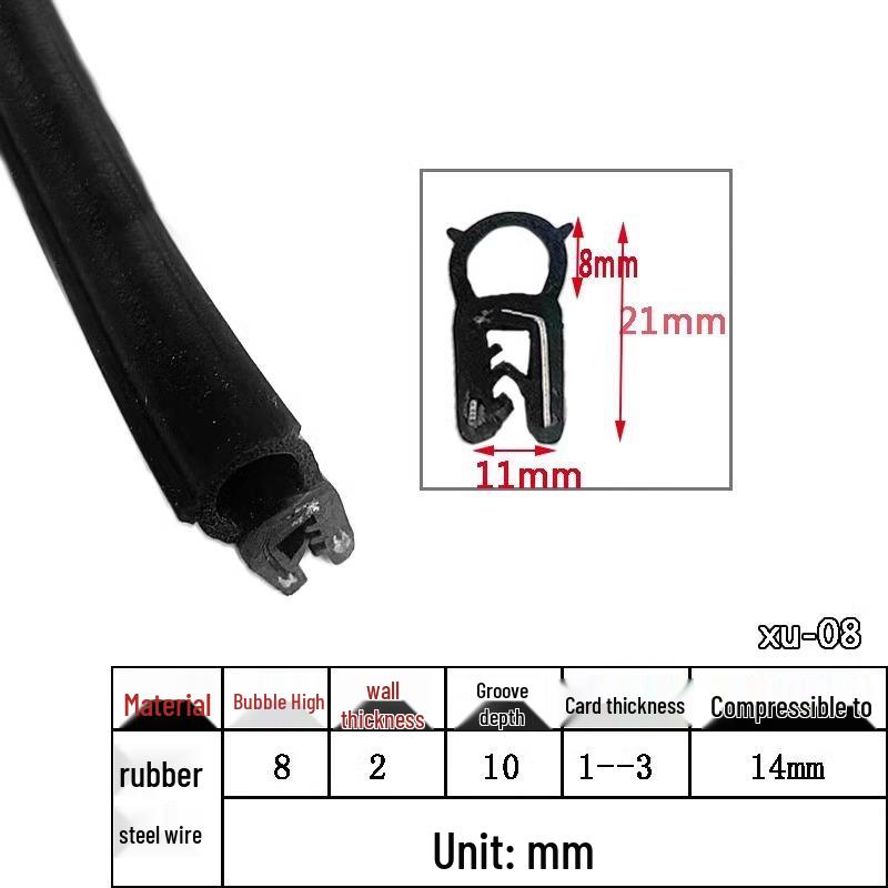 U-Shaped Waterproof Dustproof Rubber Sealing Strip for Cabinets and Car Doors