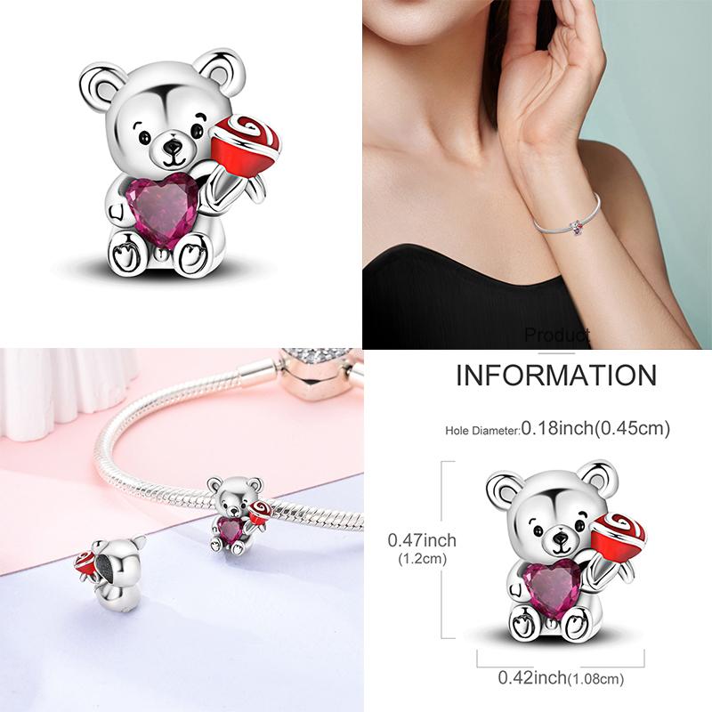 Copper Red Series Strawberry Pendant Charms Beaded Fit Original Mula Necklace Bracelet Jewelry Women Diy Fashion