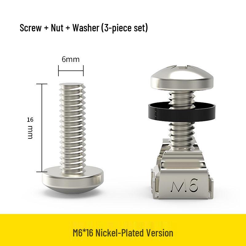 M6 Galvanized Cross Machine Screws with Cage Nuts for Server Racks and Chassis
