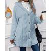 Side Slit Plush Long Sleeve Jacket Thick Thin Hooded Large Size Clothes
