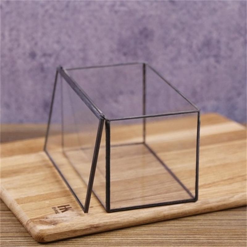 Micro Landscape Ecological Cuboid Shape Geometric Glass Terrarium Moss Plant Glass Vase Container Table Greenhouse