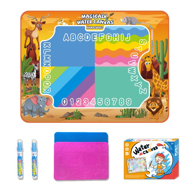 Magic Water Canvas Children Water Painting Blanket Early Learning Oversized Animal Dinosaur Numbers Magical Color Diy Toy