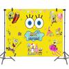 Cartoon SpongeBob Birthday Party Themed Disposable Tableware Balloon Set Party Hat Mask Napkin Horn Banner Backdrop Baby Shower