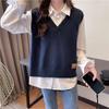 V-neck Knitted Vest for Women In Autumn Loose Vest Lazy Style Layering Over Sleeveless Waistcoat and Waistcoat