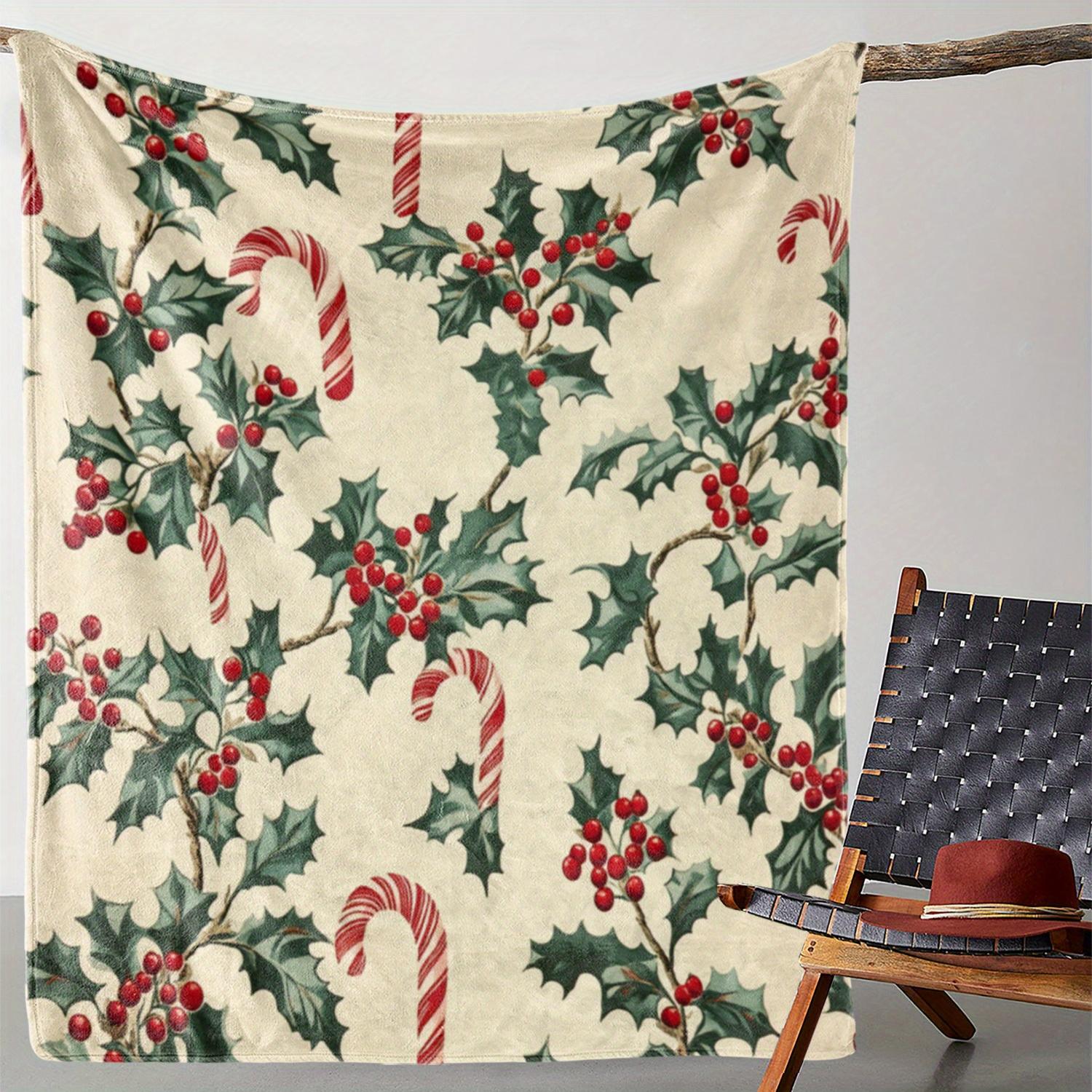 [Vintage Christmas Throw Blanket] Christmas Vintage Flannel Throw Blanket - Soft Cozy Polyester Knitted All-Season Blanket for 75X95CM