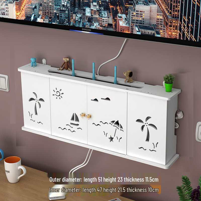 Wall-Mounted No-Drill WiFi Router and TV Set-Top Box Shelf for Living Room/Bedroom