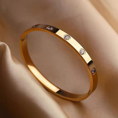 Gold Plating Lover Bracelets & Bangles for Women Charming Zirconia Couple Bracelet  New Trendy Luxury Jewellery