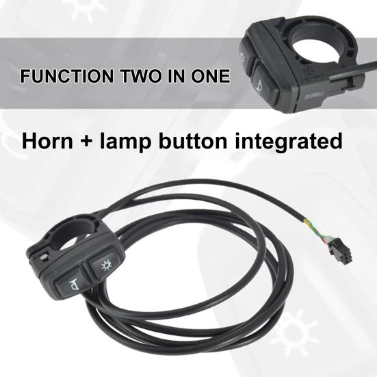 Bicycle Switch Sensitive 2 In 1 Non-slip Black E-bike Horn Headlight Combination Switch Button Bike Accessories for Outdoor
