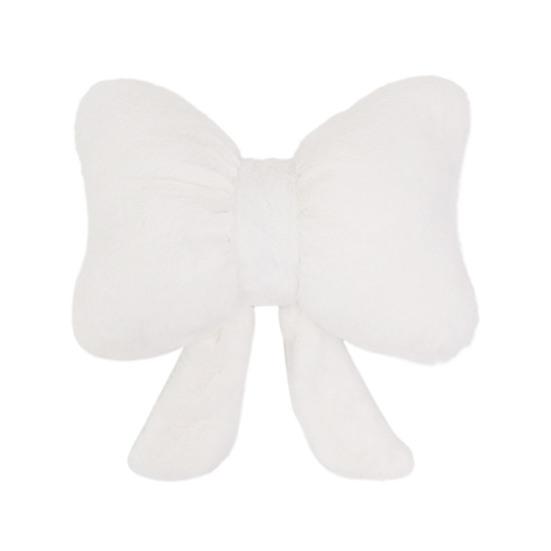 Plush Bow Car Headrest Pillow Lumbar Support Pillow Soft Comfortable Waist Pillow Elastic Bands Car Seat Back Cushion