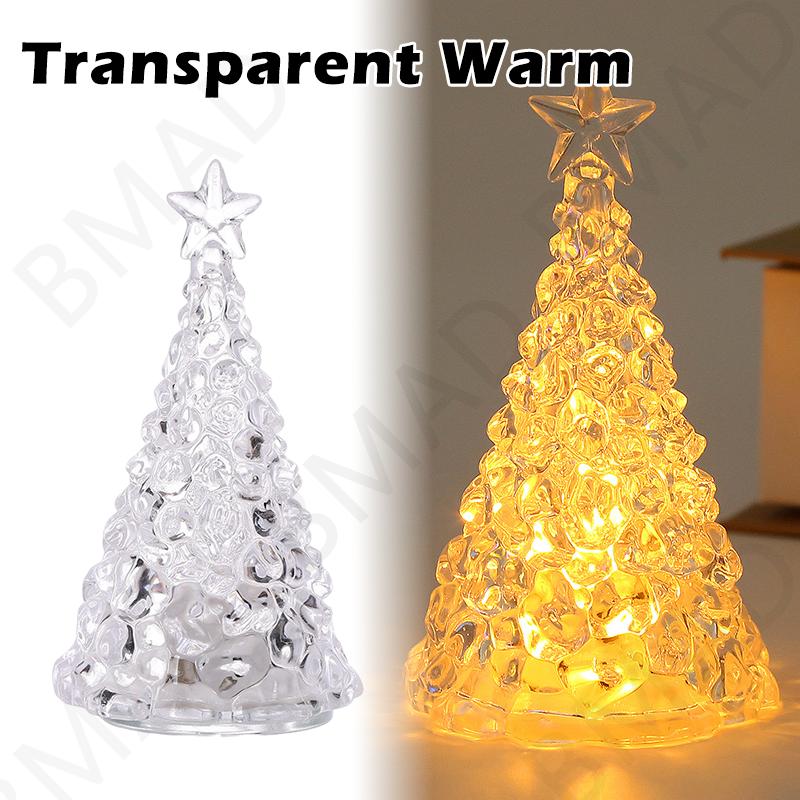 Crystal Glowing Christmas Tree Light Xmas Desktop Decorations Warm Colorful Festival Ornaments Crystal Night Light