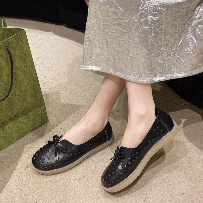 Fashion 2024 Summer New Style Fashionable and Comfortable Loafers Hollow Sandals Flat Bottom Women Work Shoes Casual Platform Shoes