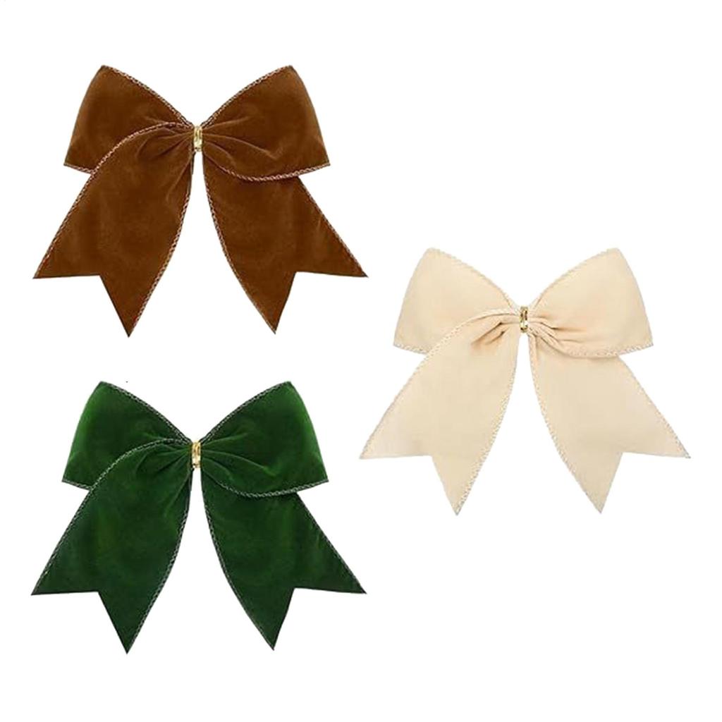 4pcs Christmas Velvet Bow Twisted Velvet Ribbon Gift Bow Christmas Tree Decoration Bow Gift Packaging Bow for Wreath Window