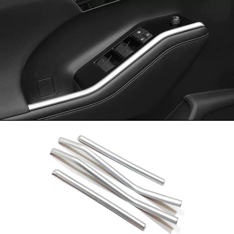 For Toyota Highlander XU70     ABS Car Window Lifter Switch side Trims Glass Door Armrest Panel Accessories ABS silver A