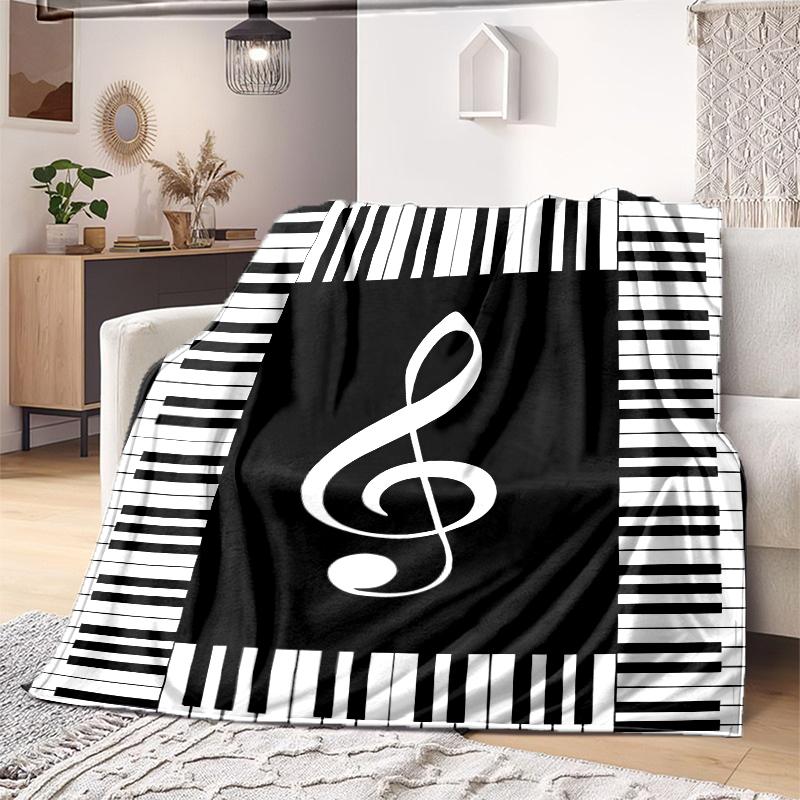 1PC Piano Keys Music Printed Blanket, All Season Lightweight Home Office Outdoor Nap Multifunctional Blanket A18