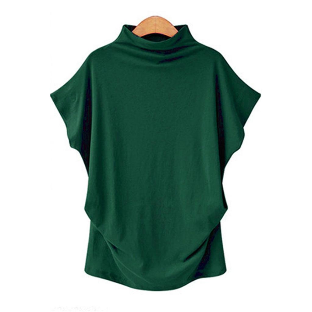 Women's Turtleneck Top Crewneck Short Sleeve T-shirt