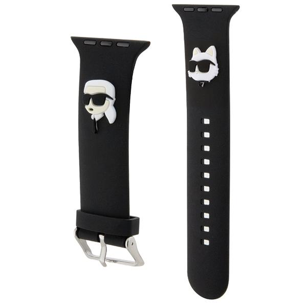 Karl Lagerfeld Pasek Klawmslkcnk Apple Watch 38/40/41Mm Czarny/Black Strap 3D Rubber Karl&Choupette Heads