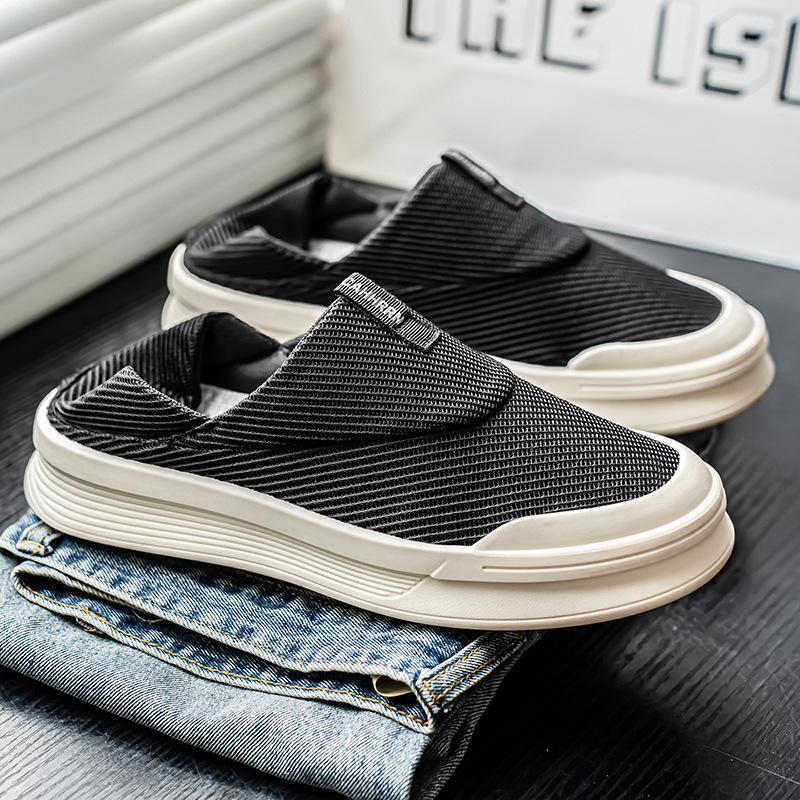Board Shoes Men's New Summer Mesh Breathable Half Slippers Lazy One Pedal Can Step On Casual Trendy Men's Shoes