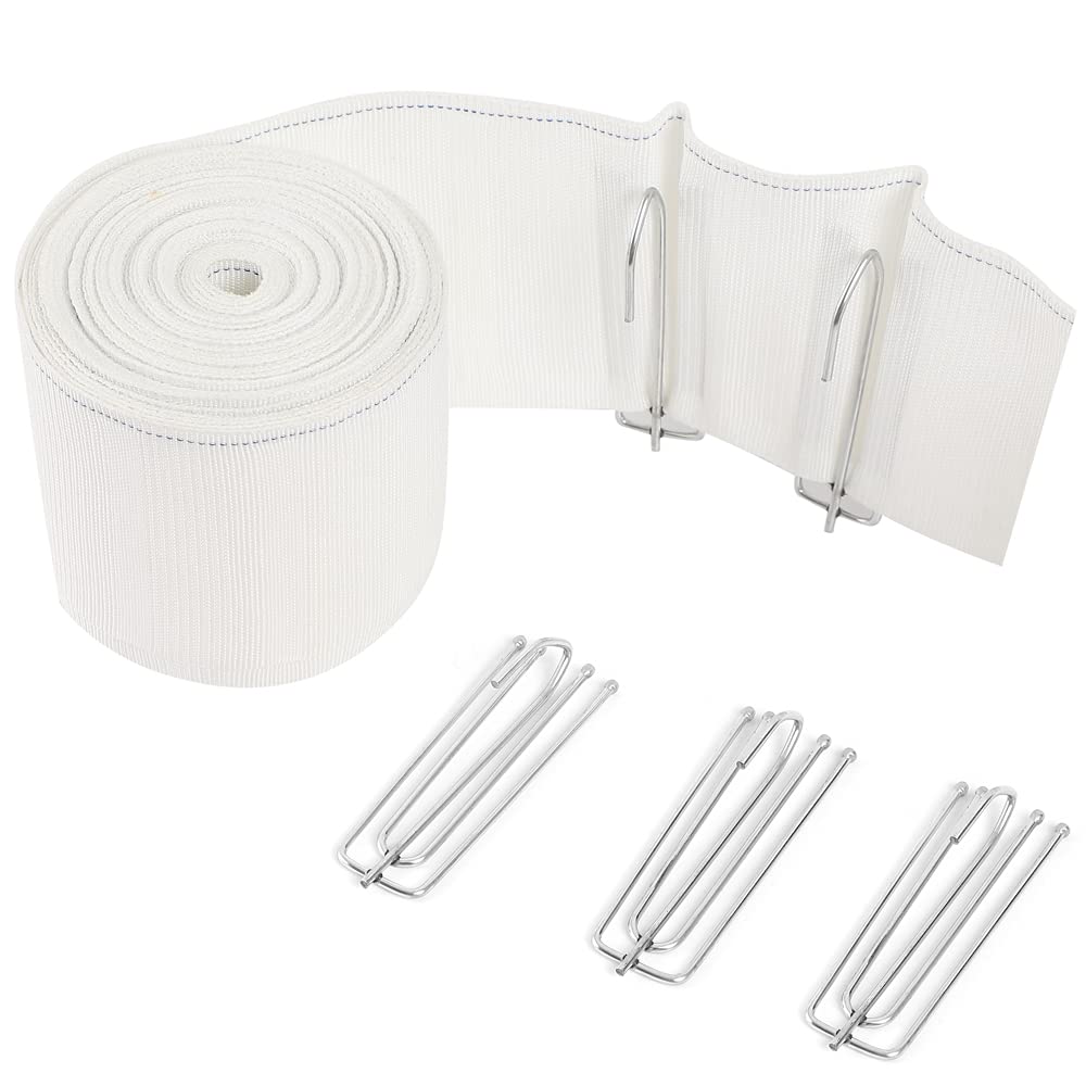 

AllBright Curtain Tape with Pleated Interior Custom Curtains with Set of 30 Hooks Hooks, Curtains, Curtains, Hooks, 6m, белый