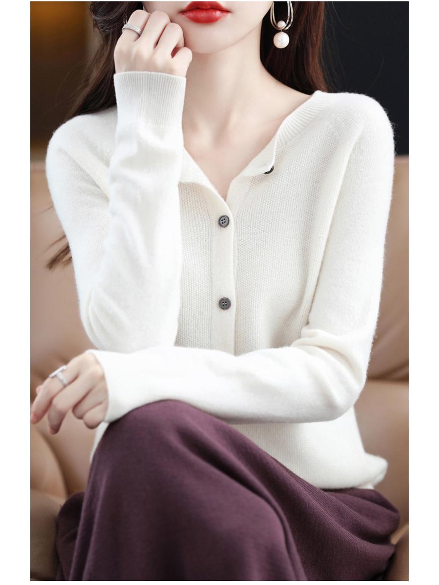 

Women s 100% Wool Solid Color Cardigan Sweater - Autumn Collection Small