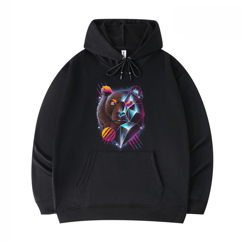 

Men s Hoodies Rad Bear Print Funny Harajuku Style Twill imitation cotton Hoodies