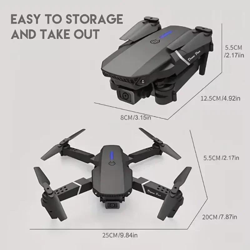 E88 Pro WiFi FPV Drone. Wide-angle HD 4K/1080P Camera, Height Hold, Foldable. Ideal RC Quadcopter Toy for Christmas Boys Gift.