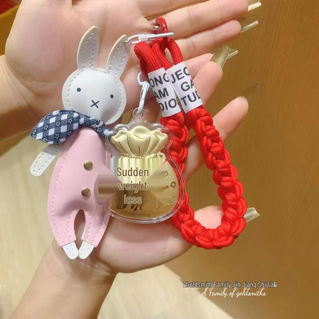 999 Pure Gold Fortune Bag Keychain - Creative Gift for Prosperity and Wealth