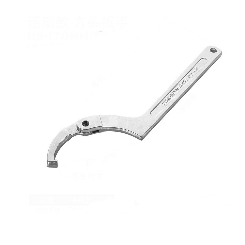 Set Round/Square Head Hook Wrench Screw Nuts Tool Adjuster Hook Spanner 19-170mm C Shape Adjustable Universal Wrench Hand Tool