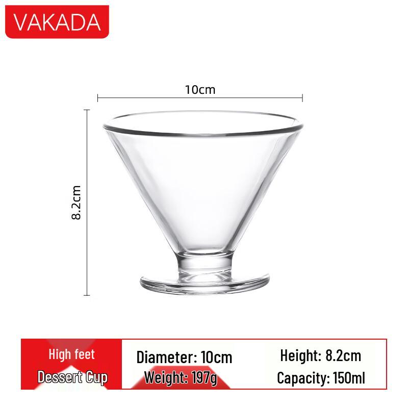 VAKADA Cute Glass Dessert & Ice Cream Bowl