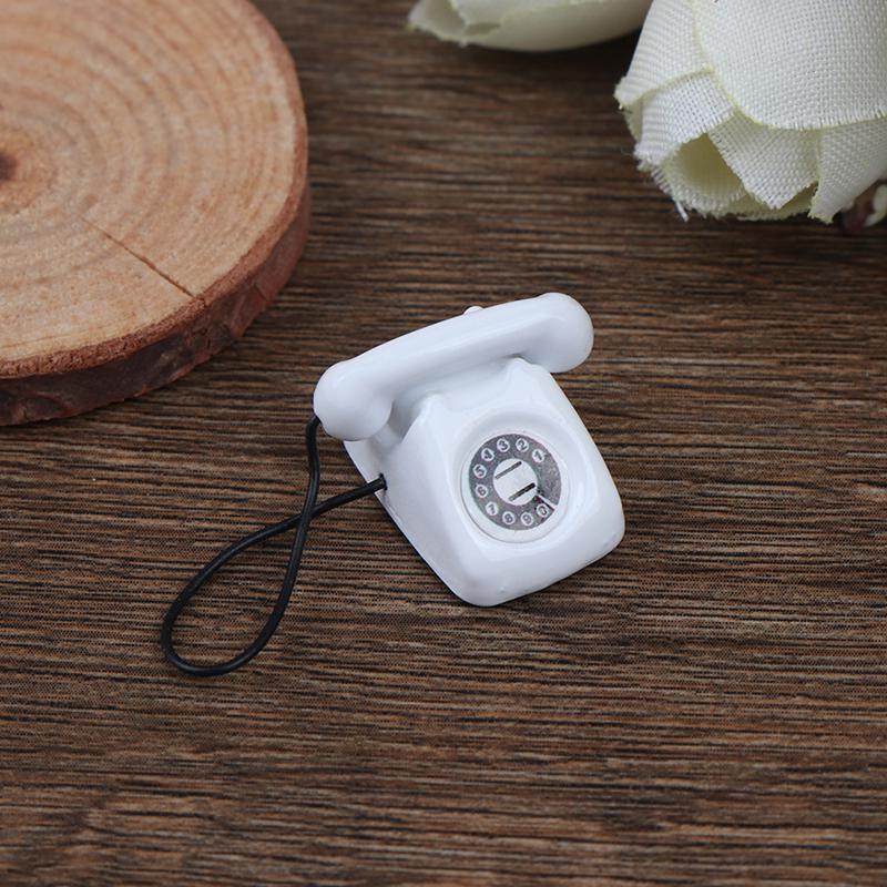 1//12 Dollhouse Miniature White Telephone Pretend Play Doll House Furniture T EW