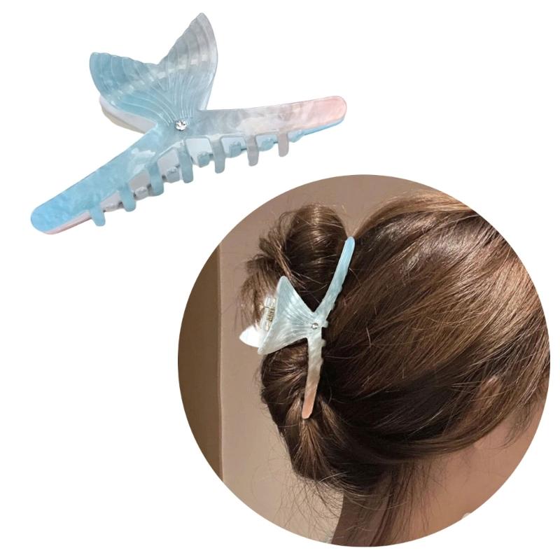 Multicolor Acetate Hair Claw Clip With Fish Tail Design Nonslip Hair Clip For Women Beach Vacation Hair Accessories
