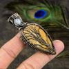Malinga Jasper, Moonstone Gemstone Copper Wire Wrap Jewelry Pendant 2.88"