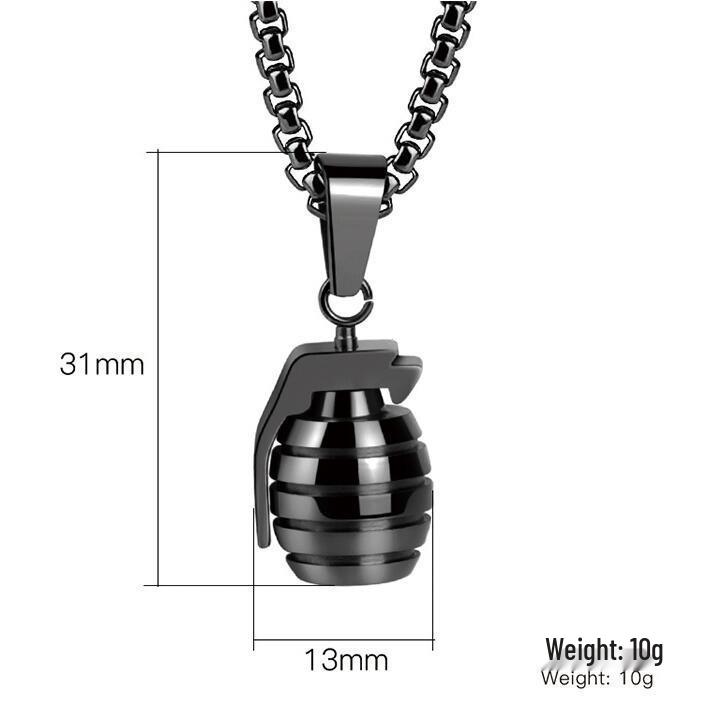 Bold Hand Grenade Pendant Titanium Steel Necklace